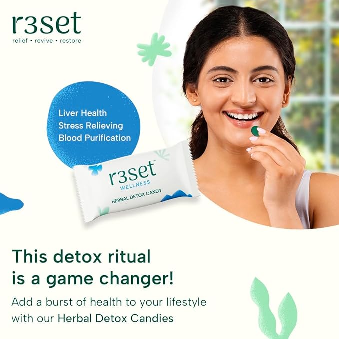 R3SET Herbal Detox Candy | Daily Liver Cleanse for High SGPT & SGOT, Fatty Liver & Bloating