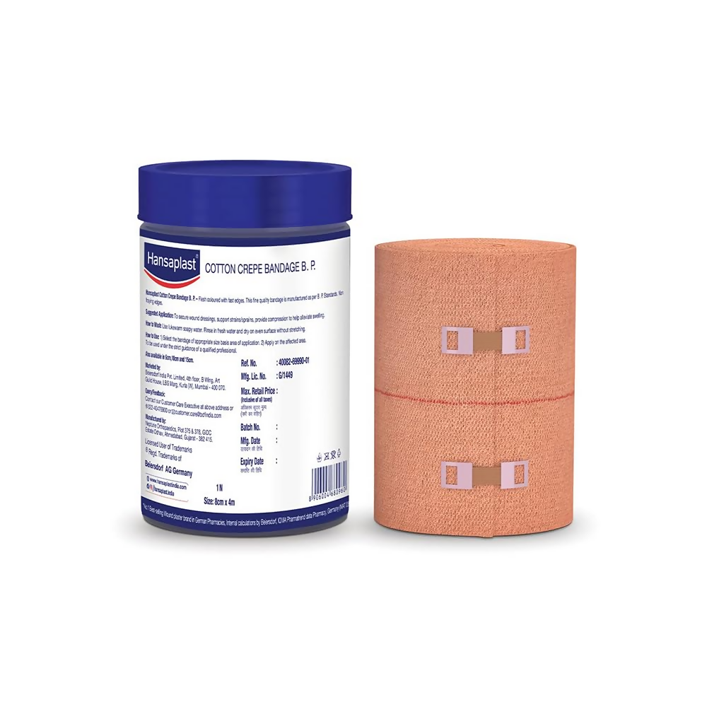Hansaplast Soft Cotton Crepe Bandage For Pain Relief - 8CM X 4MTR