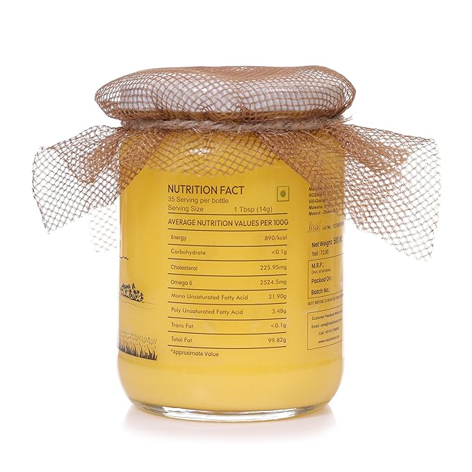 ROSIER A2 Gir Cow Ghee (500 ml) | Traditional Bilona Method A2 Cow Ghee | Grassfed, Pure and Healthy Desi Cow Ghee
