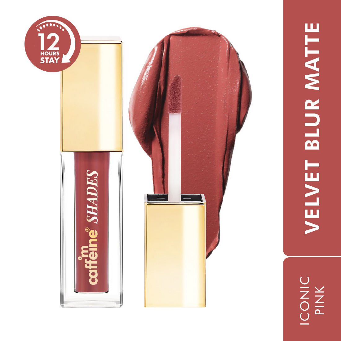mCaffeine Shades Velvet Blur Matte Liquid Lipstick 12 Hrs Stay & Lightweight - Iconic Pink