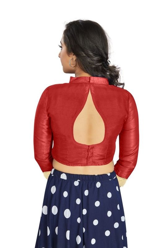 Aastha fashion Red Art Silk Blouse Fabric Matty In Sleeve Blouse work - Prithvi Mart