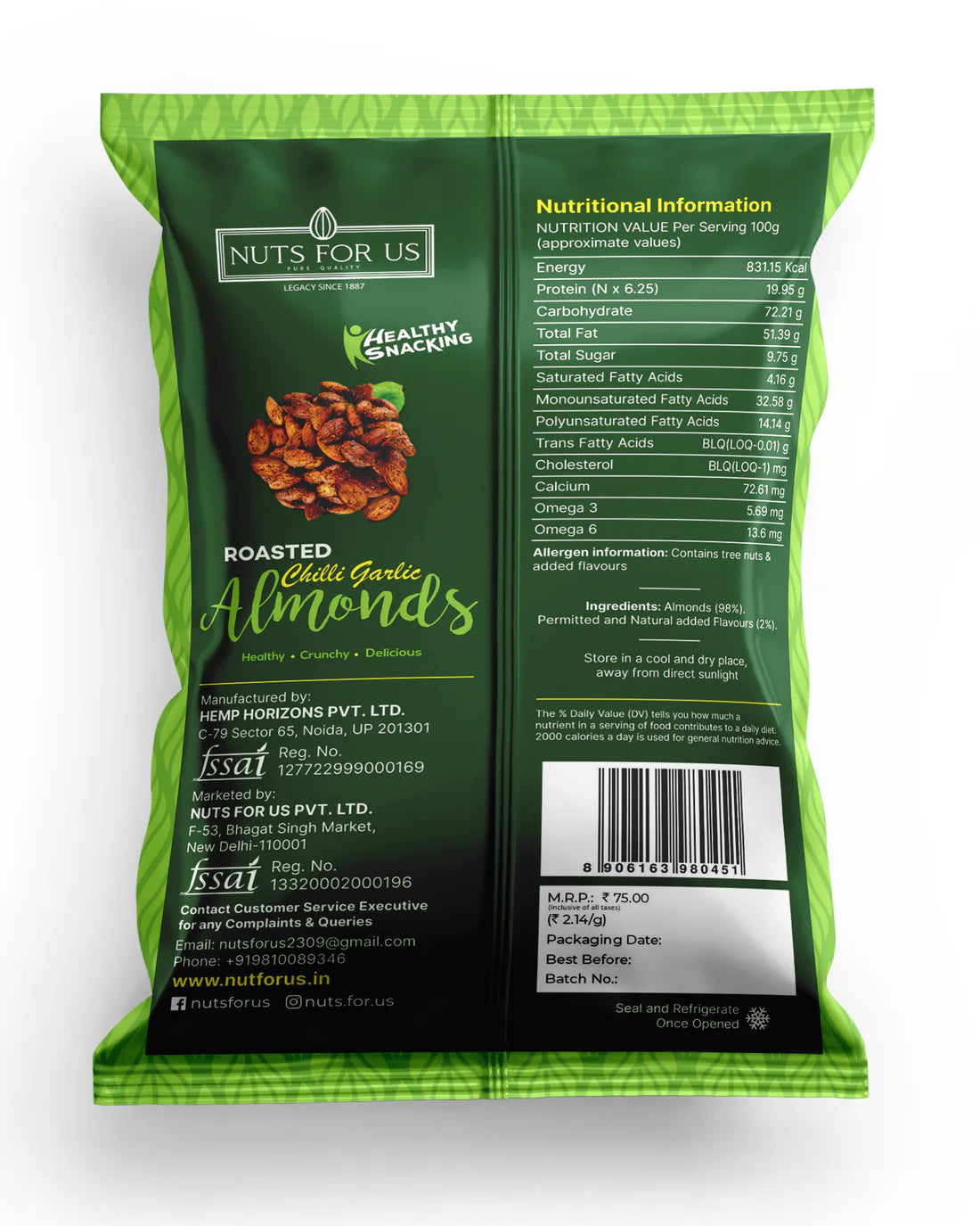 Nuts for us Roasted chilli garlic almonds