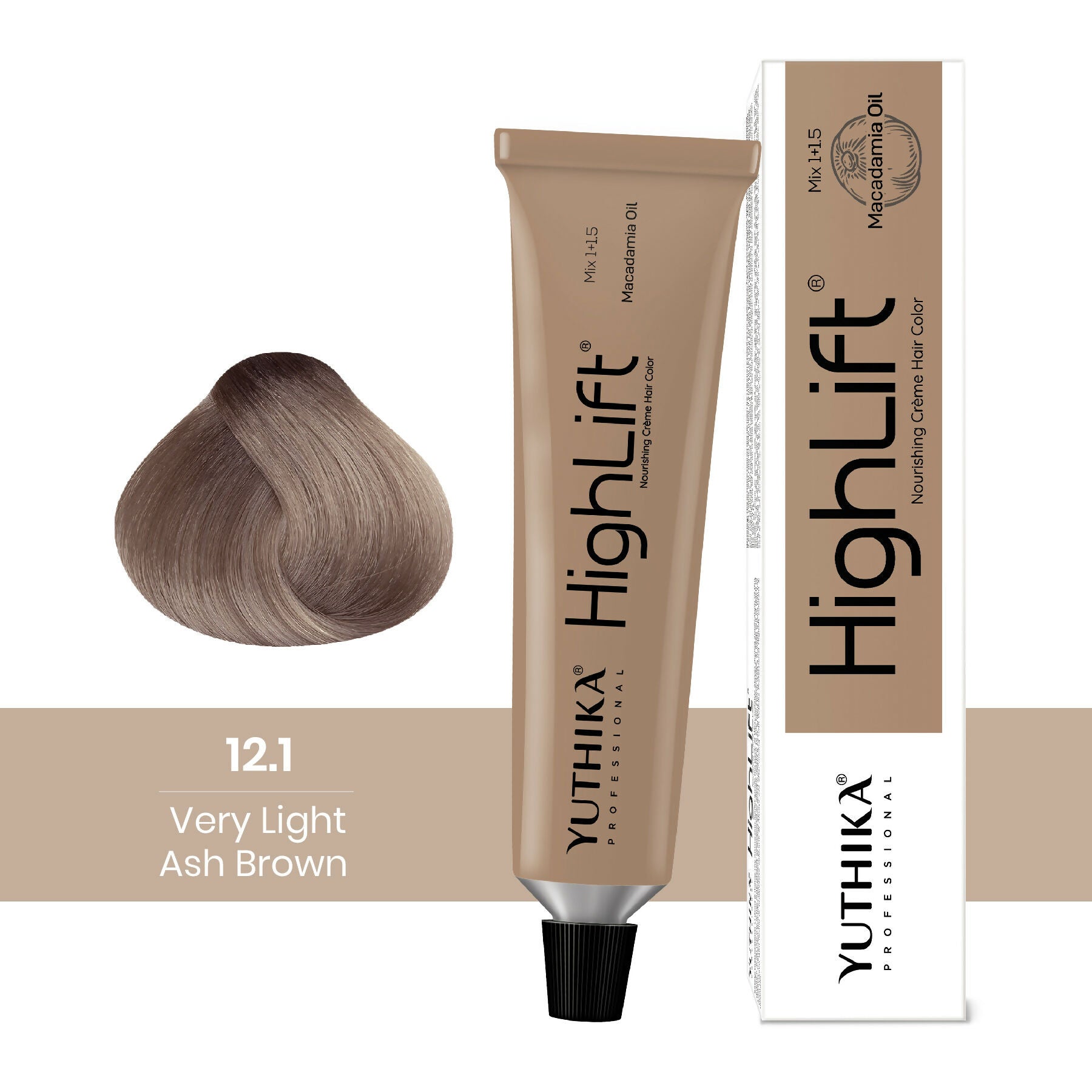 Yuthika Professional High lift Creme Hair Colour 12.1 Very Ash Brown
