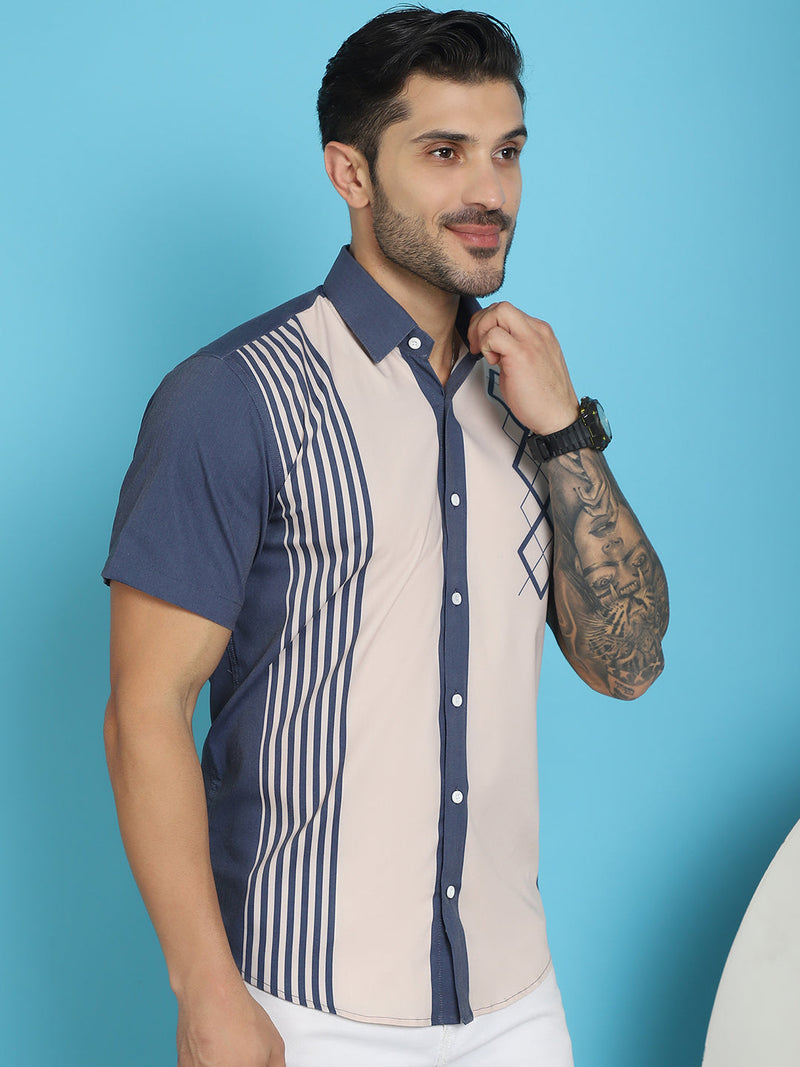 Printed Half Sleeve Lycra Shirt for Men