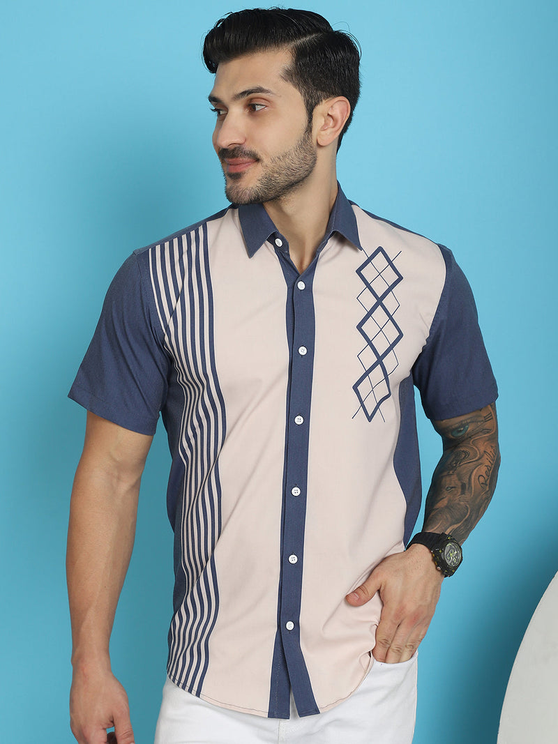 Printed Half Sleeve Lycra Shirt for Men