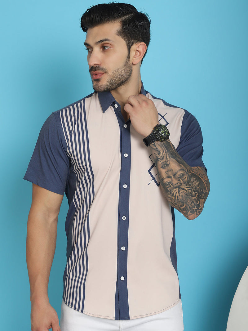 Printed Half Sleeve Lycra Shirt for Men