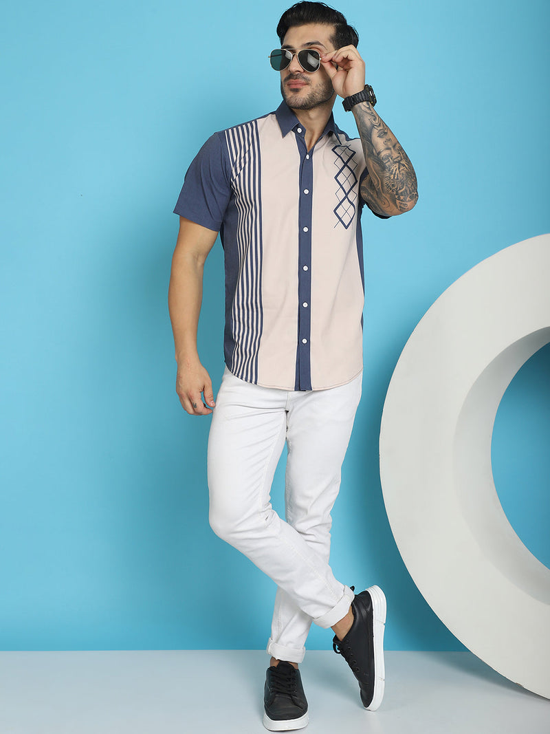 Printed Half Sleeve Lycra Shirt for Men