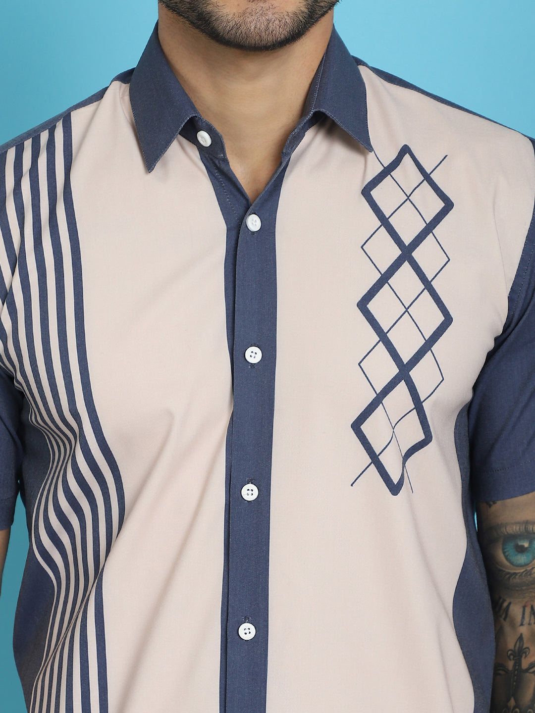Printed Half Sleeve Lycra Shirt for Men