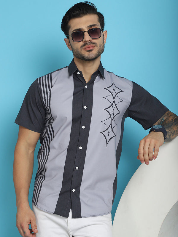 Printed Half Sleeve Lycra Shirt for Men