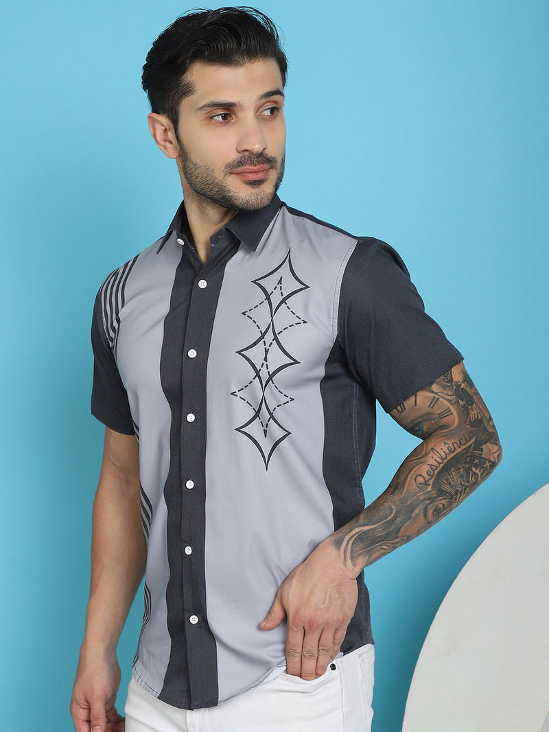 Printed Half Sleeve Lycra Shirt for Men