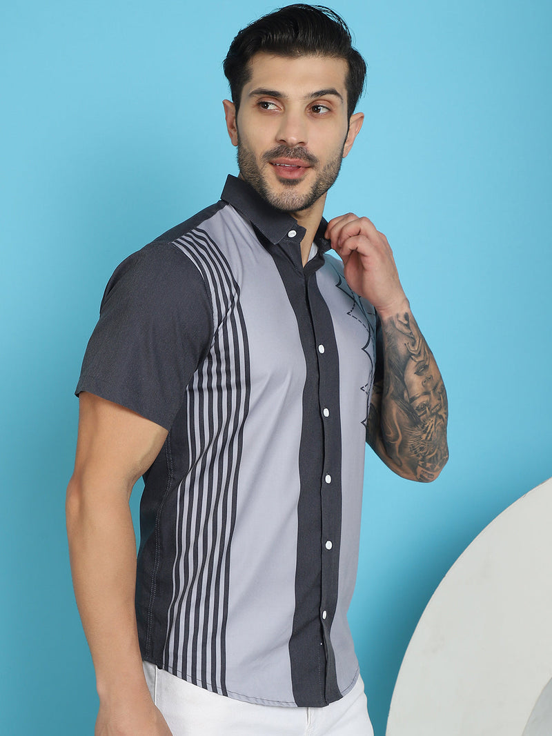 Printed Half Sleeve Lycra Shirt for Men