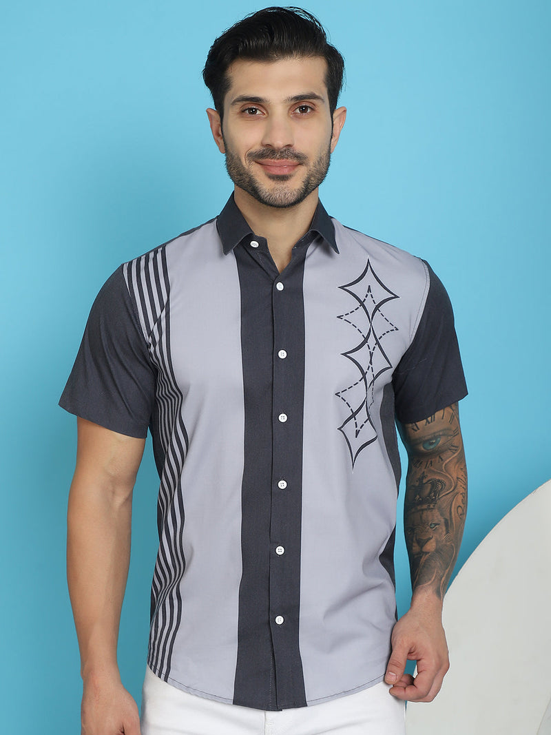 Printed Half Sleeve Lycra Shirt for Men