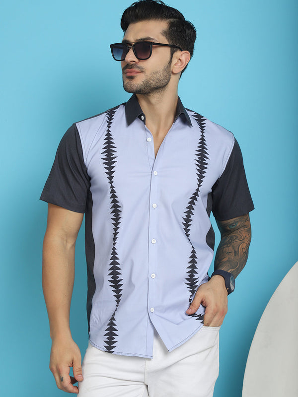 Printed Half Sleeve Lycra Shirt for Men