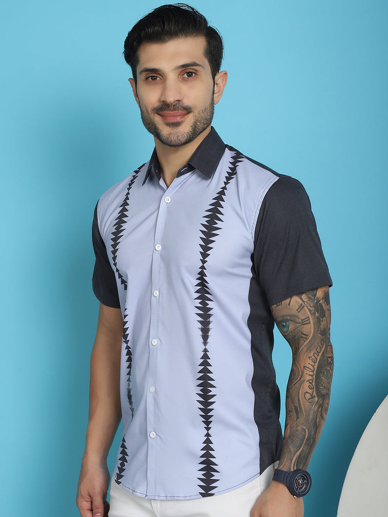 Printed Half Sleeve Lycra Shirt for Men