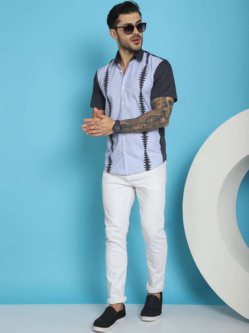 Printed Half Sleeve Lycra Shirt for Men