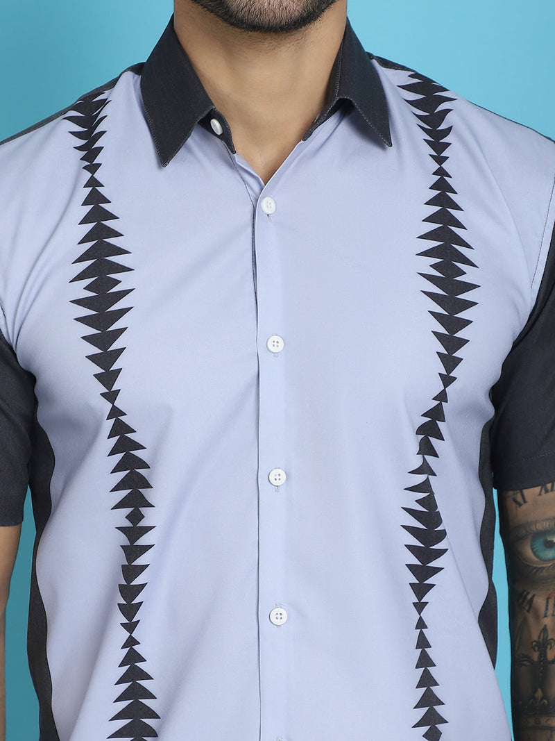 Printed Half Sleeve Lycra Shirt for Men