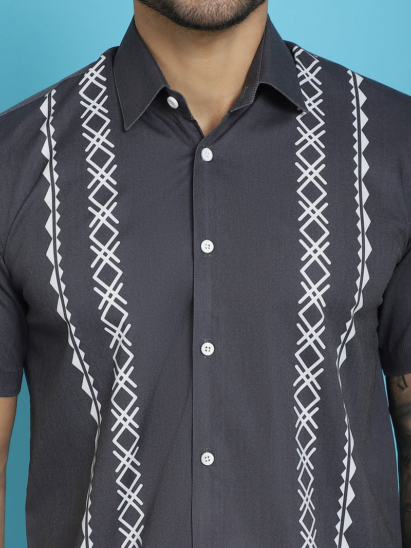 Printed Half Sleeve Lycra Shirt for Men