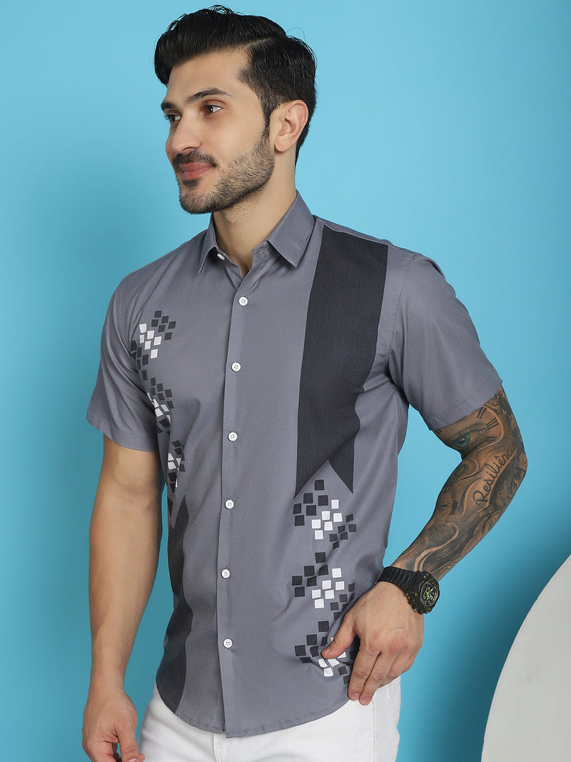 Printed Half Sleeve Lycra Shirt for Men