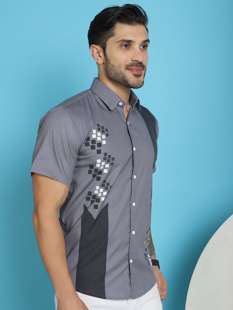 Printed Half Sleeve Lycra Shirt for Men