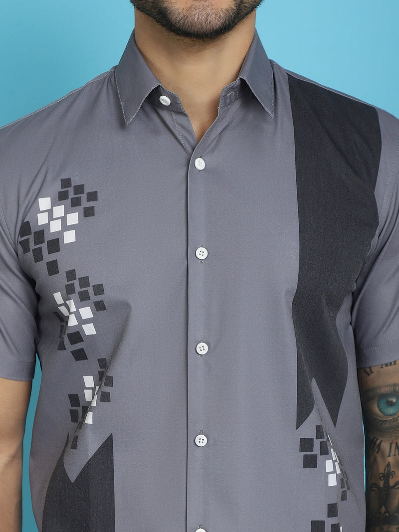 Printed Half Sleeve Lycra Shirt for Men