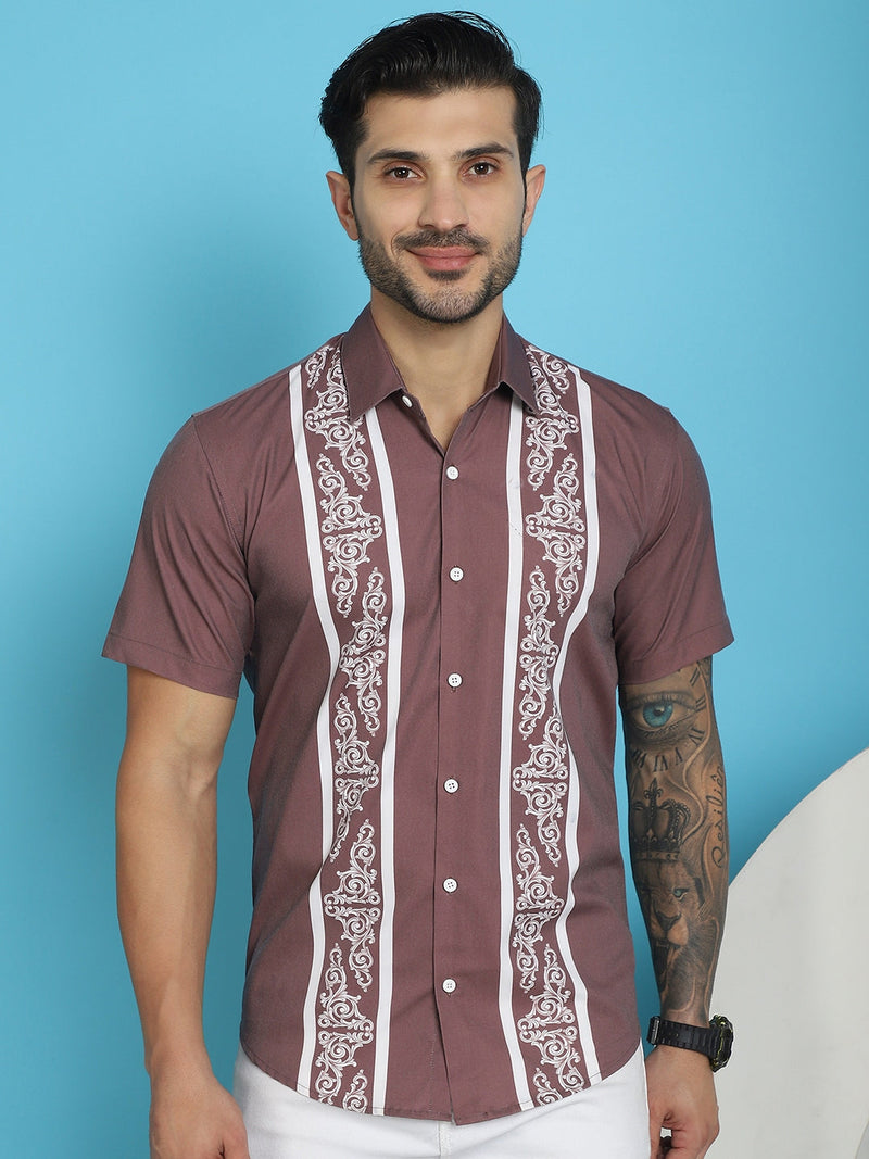 Printed Half Sleeve Lycra Shirt for Men