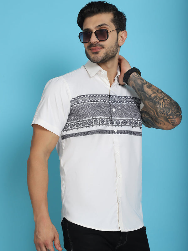 Printed Half Sleeve Lycra Shirt for Men