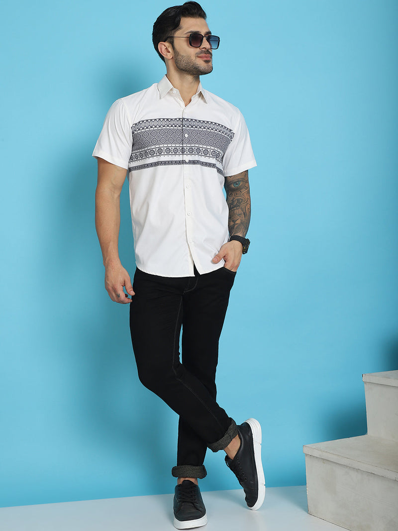 Printed Half Sleeve Lycra Shirt for Men