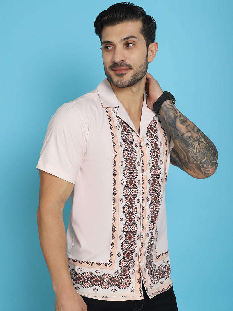 Printed Half Sleeve Lycra Shirt for Men