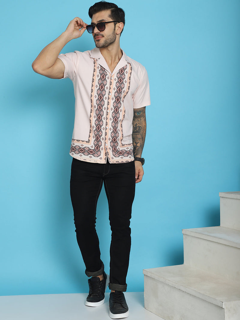 Printed Half Sleeve Lycra Shirt for Men