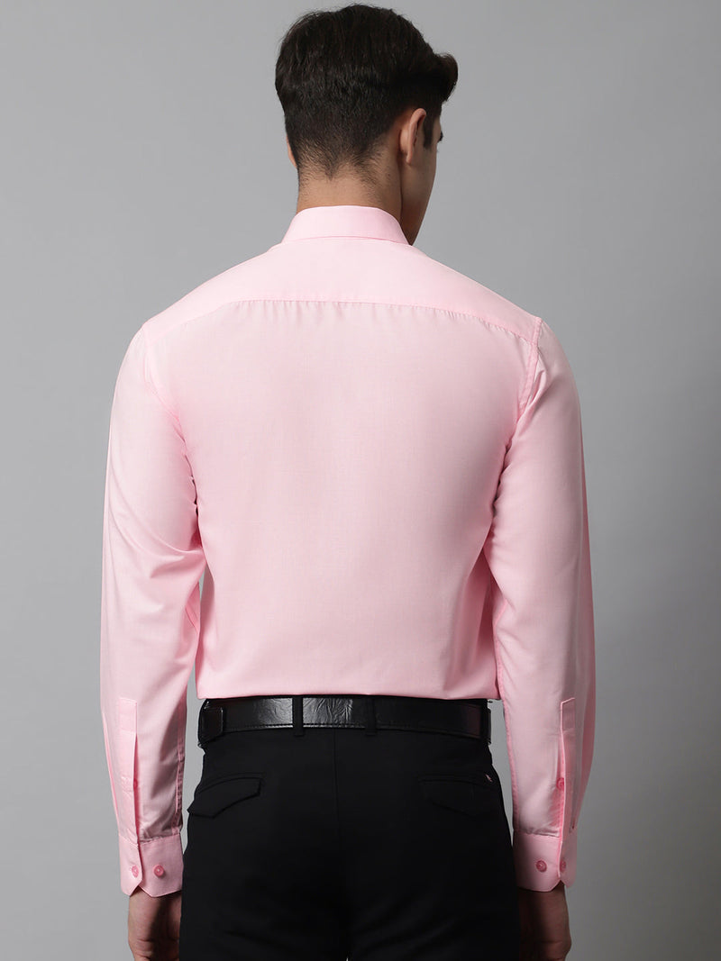 Indian Needle Men's Cotton Solid Light Pink Formal Shirt's