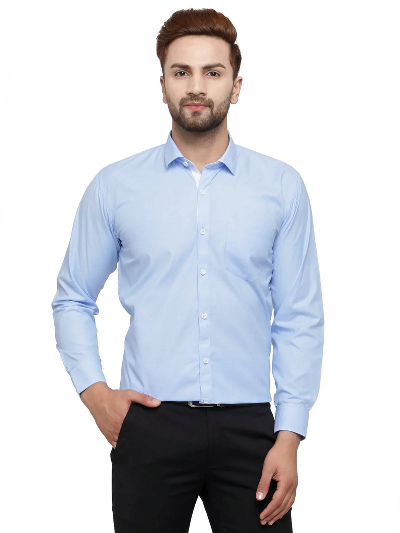 Jainish Blue Formal Shirt with white detailing ( SF 419Blue )