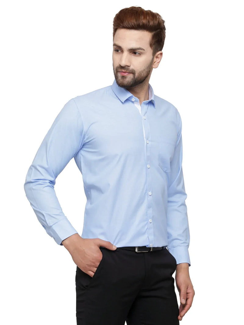 Jainish Blue Formal Shirt with white detailing ( SF 419Blue )