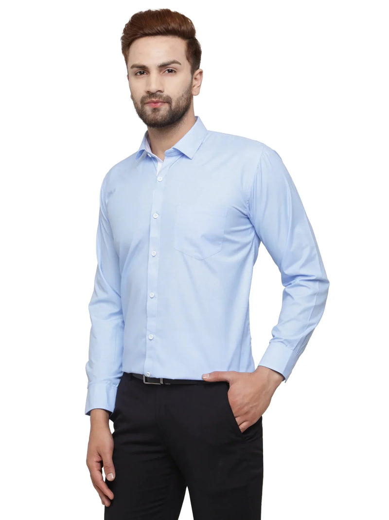 Jainish Blue Formal Shirt with white detailing ( SF 419Blue )