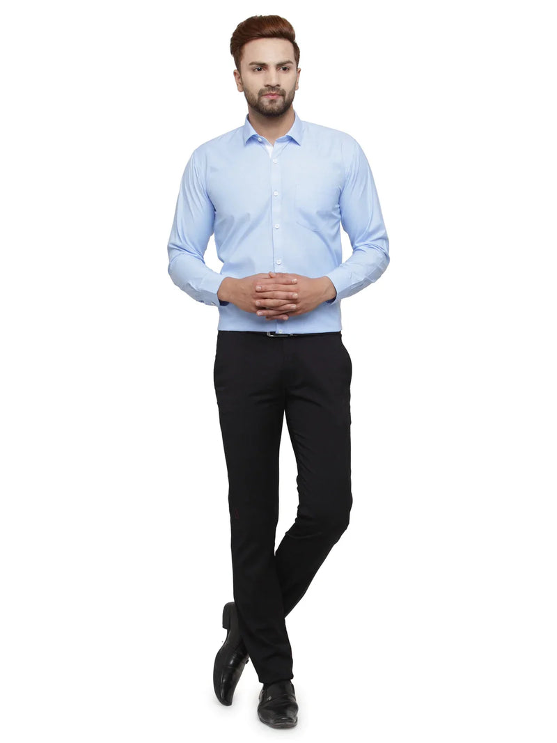 Jainish Blue Formal Shirt with white detailing ( SF 419Blue )