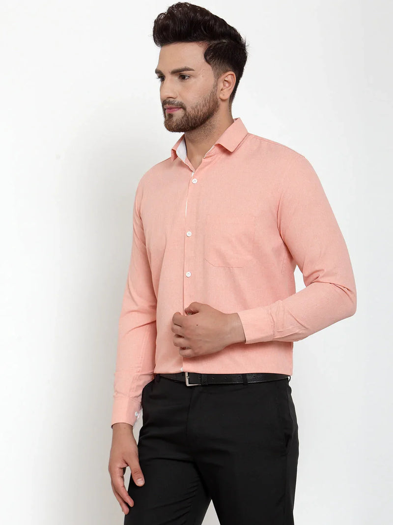 Jainish Redish Orange Formal Shirt with white detailing ( SF 419Starfish-Orange )