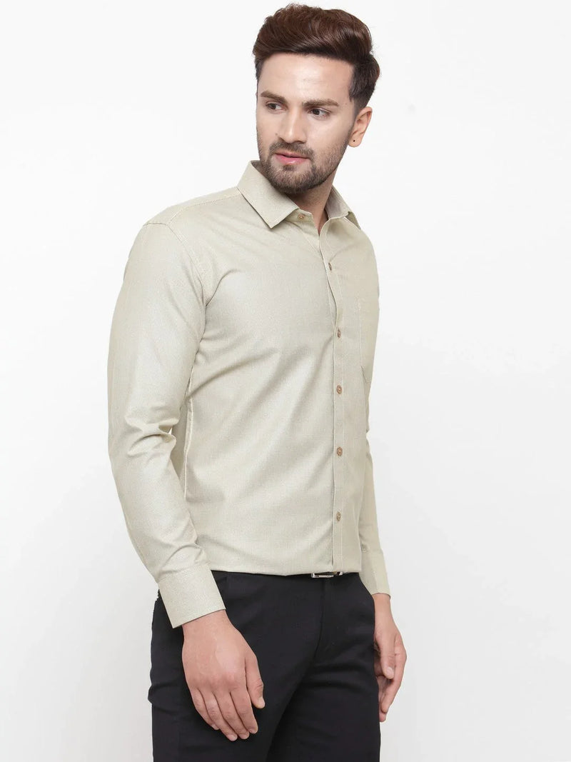 Jainish Olive Men's Cotton Geometric Formal Shirts ( SF 434Olive )