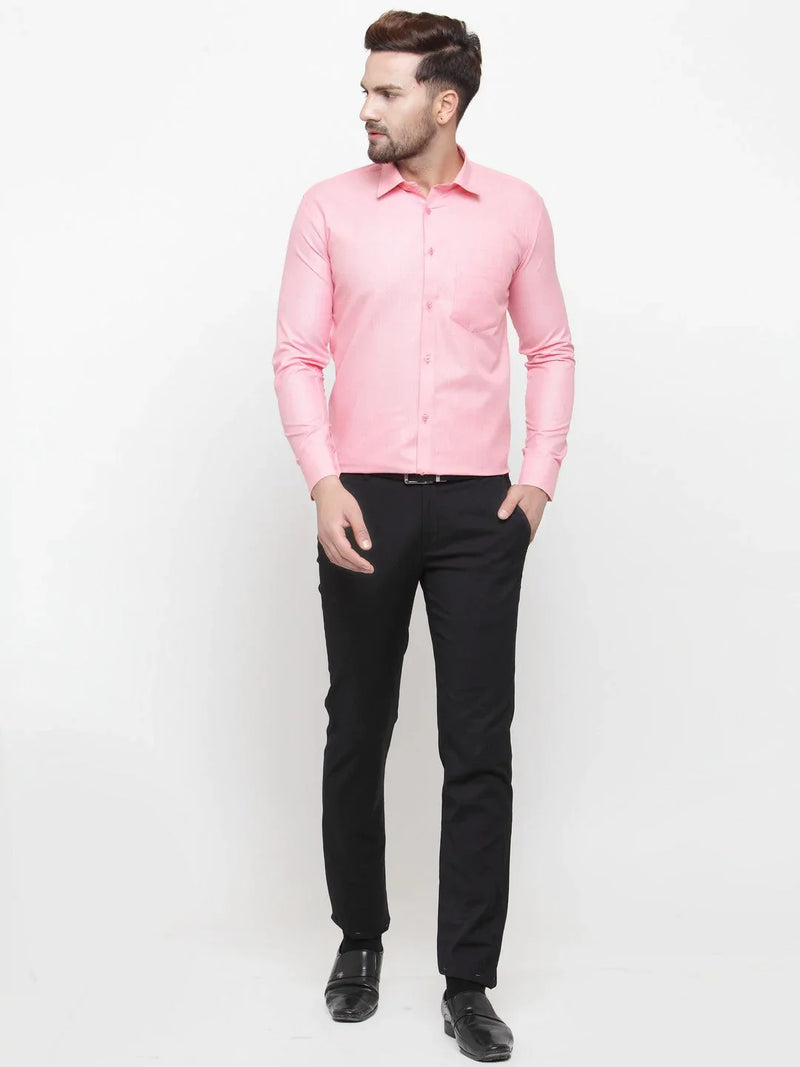 Jainish Pink Men's Cotton Geometric Formal Shirts ( SF 434Pink )