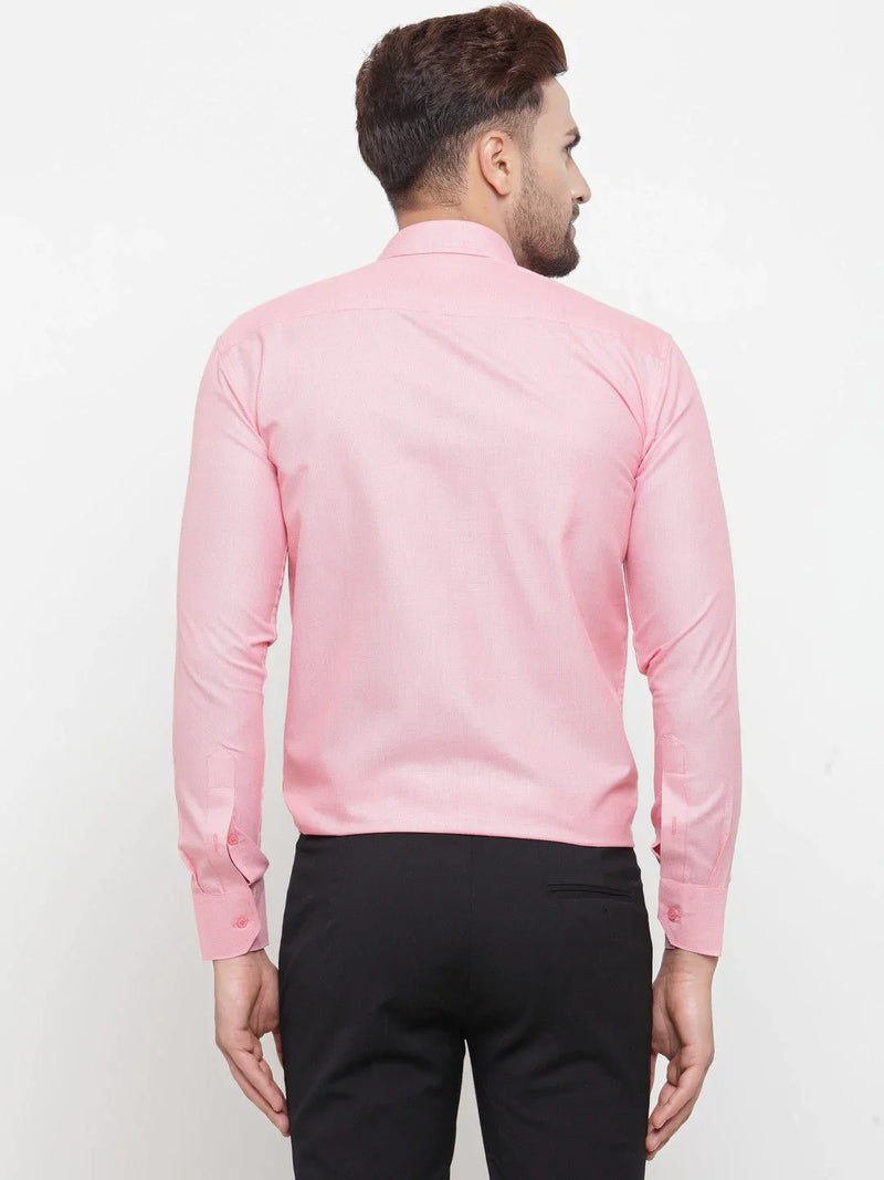 Jainish Pink Men's Cotton Geometric Formal Shirts ( SF 434Pink )