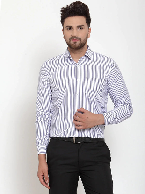 Jainish Grey Men's Cotton Striped Formal Shirt's ( SF 759Light-Grey )