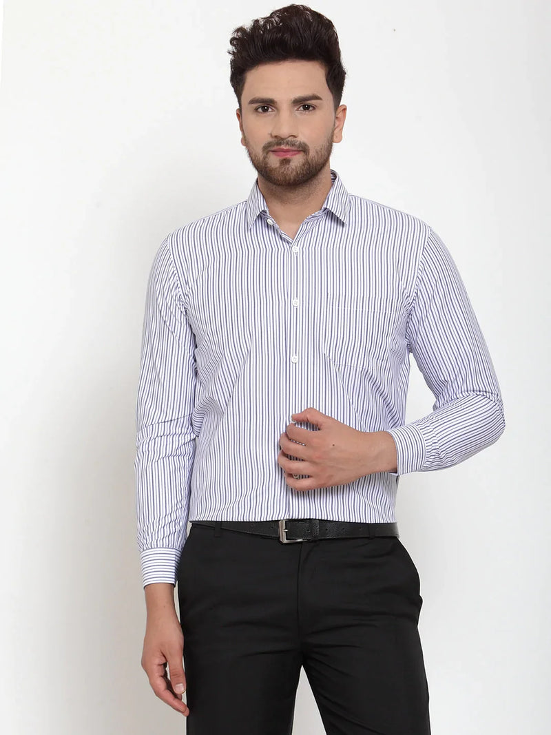 Jainish Grey Men's Cotton Striped Formal Shirt's ( SF 759Light-Grey )