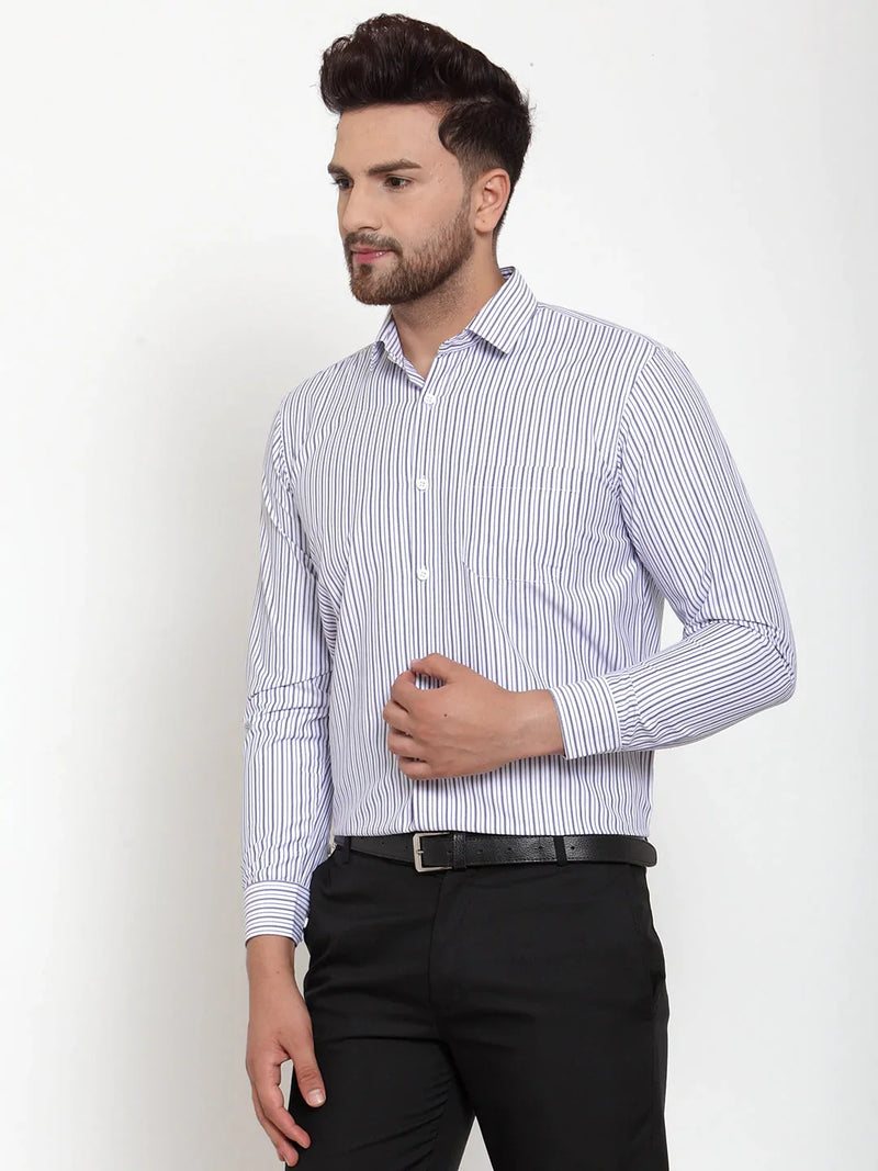 Jainish Grey Men's Cotton Striped Formal Shirt's ( SF 759Light-Grey )