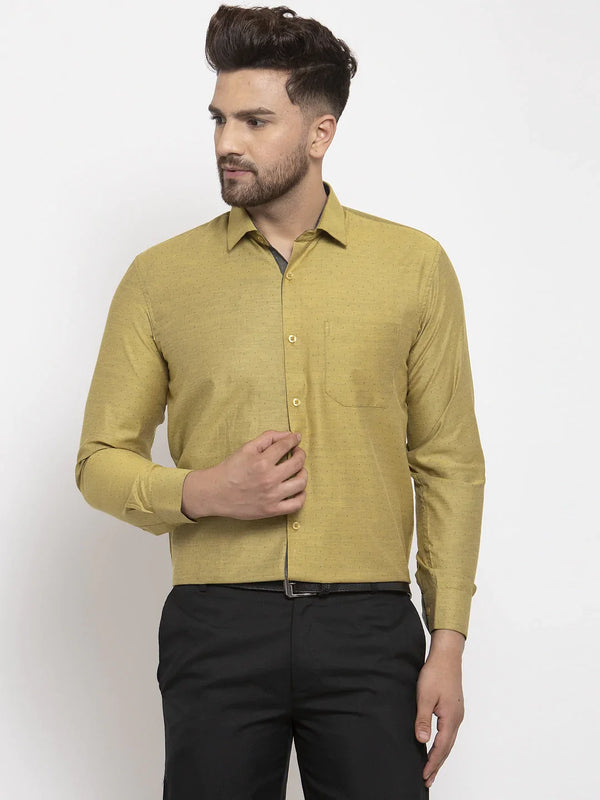 Jainish Olive Men's Cotton Polka Dots Formal Shirt's ( SF 761Olive )