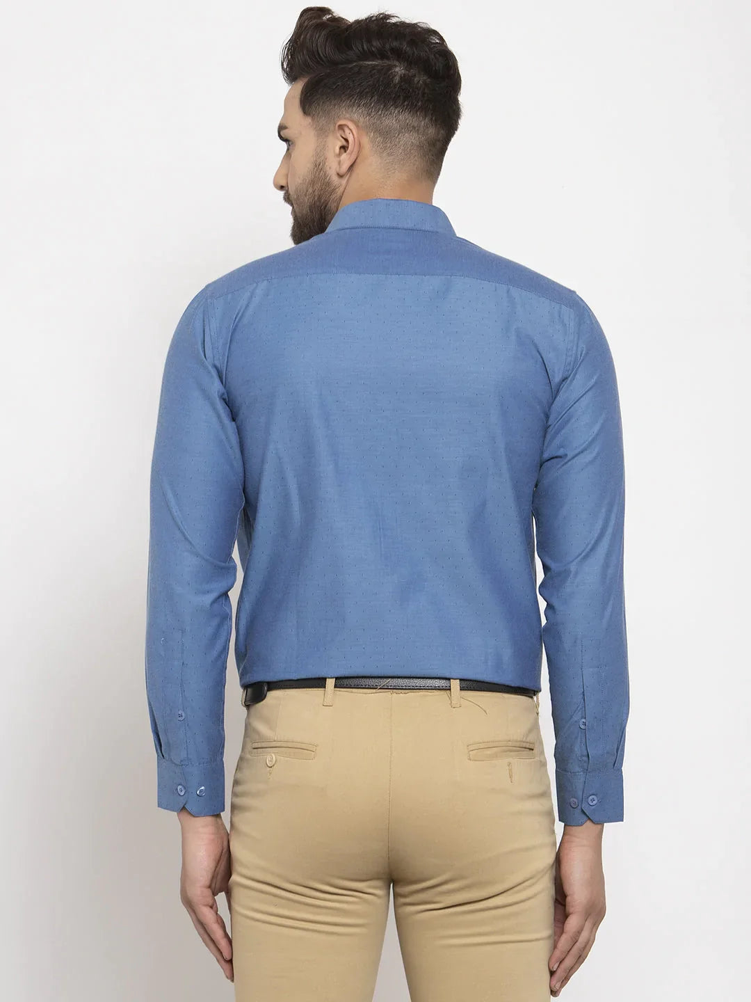 Jainish Teal Men's Cotton Polka Dots Formal Shirt's ( SF 761Teal )