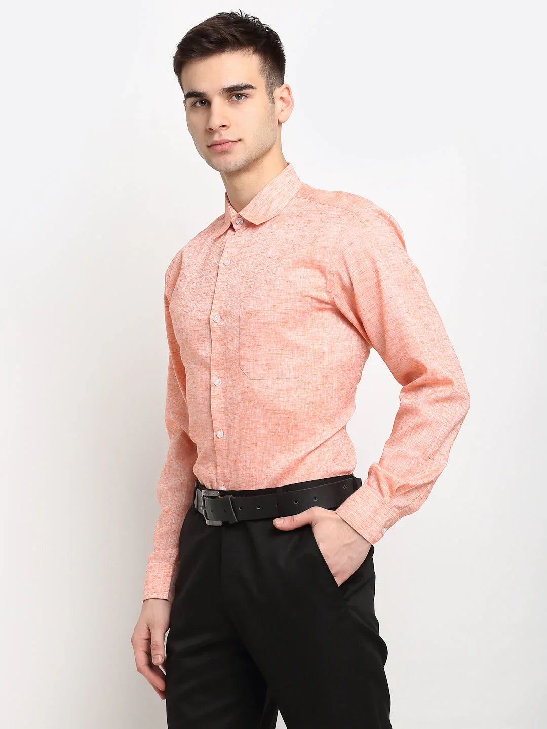 Jainish Orange Men's Solid Cotton Formal Shirt ( SF 782Orange )