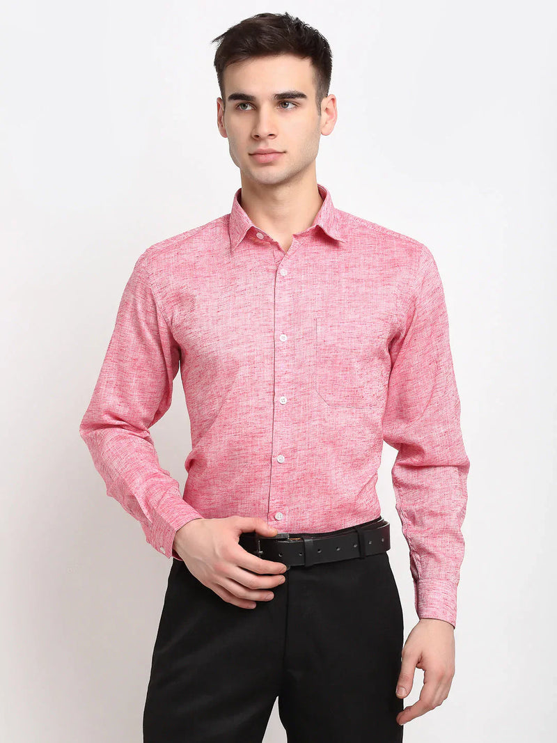 Jainish Red Men's Solid Cotton Formal Shirt ( SF 782Red )