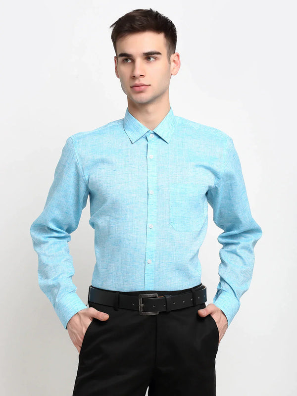 Jainish Blue Men's Solid Cotton Formal Shirt ( SF 782Sky )