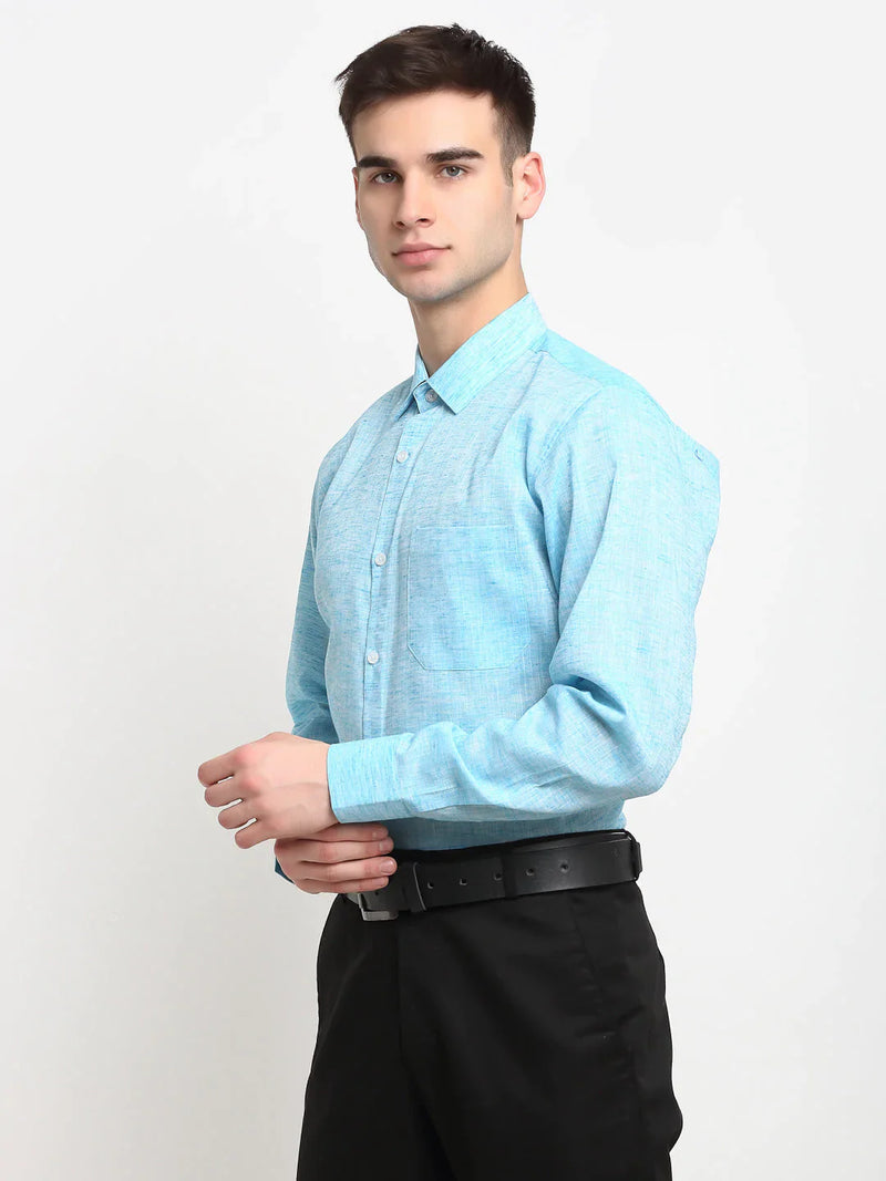 Jainish Blue Men's Solid Cotton Formal Shirt ( SF 782Sky )