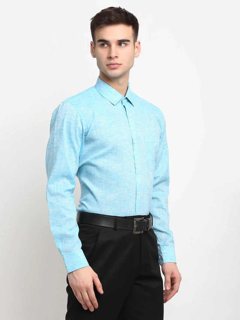 Jainish Blue Men's Solid Cotton Formal Shirt ( SF 782Sky )