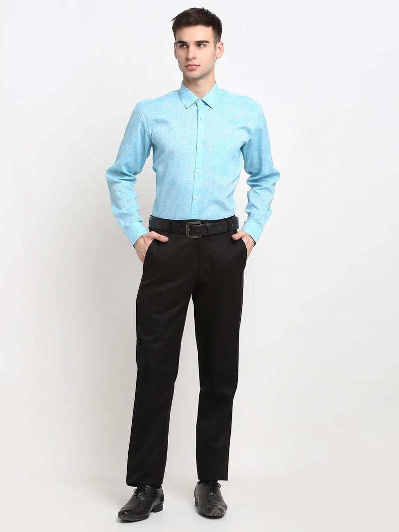 Jainish Blue Men's Solid Cotton Formal Shirt ( SF 782Sky )