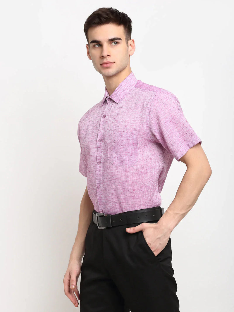 Jainish Purple Men's Solid Cotton Half Sleeves Formal Shirt ( SF 783Purple )